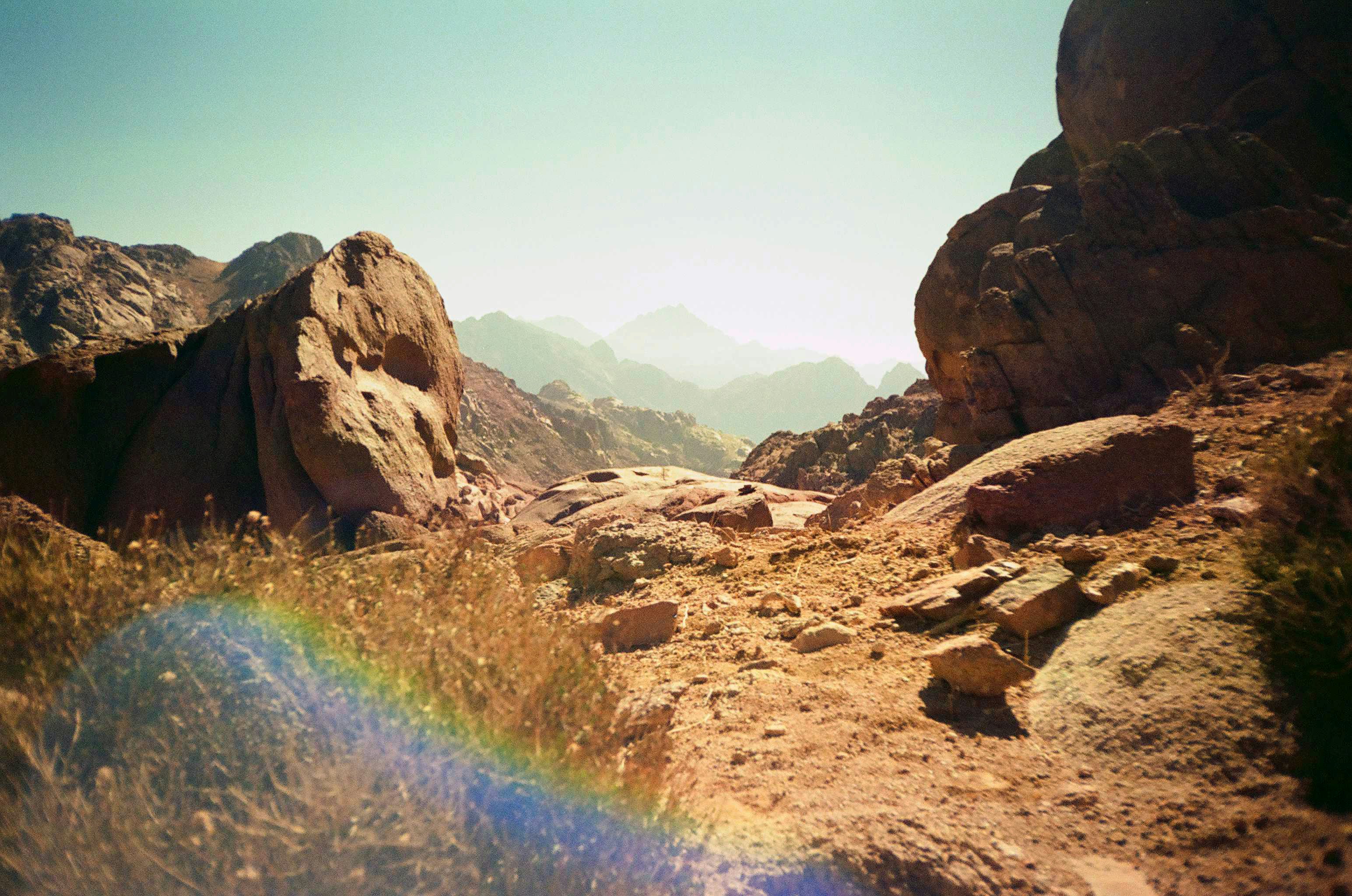 Aerial view of the Sinai Desert rugged mountains