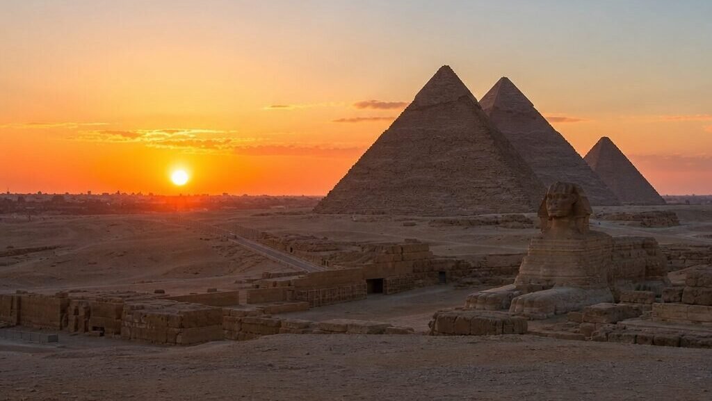 Sunset at the Pyramids of Giza